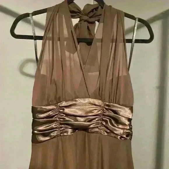 Connected Apparel Women’s Brown MIDI Halter Dress Size 10 - Picture 3 of 13